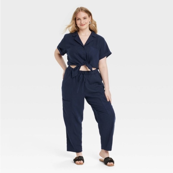 Women's High-Rise Pull-On Tapered Pants - Universal Thread™ Navy Blue 1X new - Picture 1 of 5